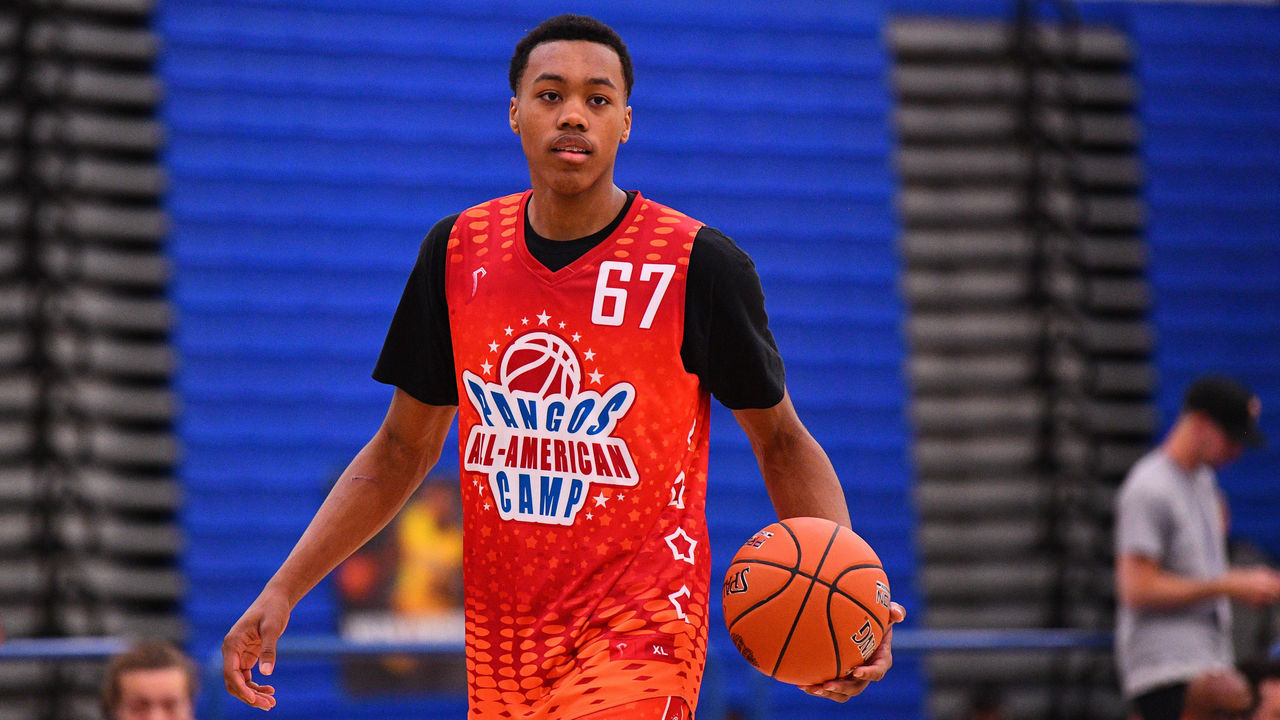 NORWALK, CA - JUNE 02: Scottie Barnes from NSU University looks on during the Pangos All-American Camp on June 2, 2019 at Cerritos College in Norwalk, CA.