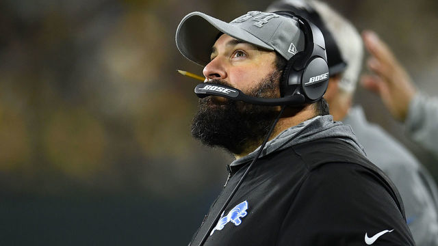GREEN BAY, WISCONSIN - OCTOBER 14: Head coach Matt Patricia of the Detroit Lions watches action during a game against the Green Bay Packers at Lambeau Field on October 14, 2019 in Green Bay, Wisconsin.
