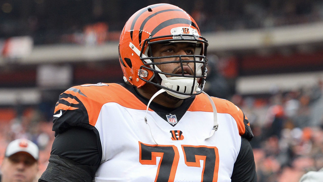 CLEVELAND, OH - DECEMBER 23, 2018: Offensive tackle Cordy Glenn #77 of the Cincinnati Bengals walks off the field prior to a game against the Cleveland Browns on December 23, 2018 at FirstEnergy Stadium in Cleveland, Ohio. Cleveland won 26-18. (Photo by: 2018 Nick Cammett/Diamond Images/Getty Images)