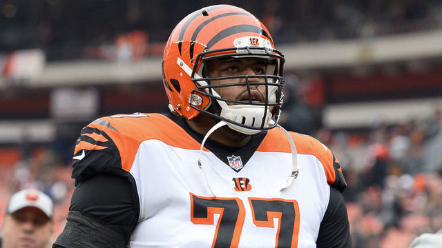 CLEVELAND, OH - DECEMBER 23, 2018: Offensive tackle Cordy Glenn #77 of the Cincinnati Bengals walks off the field prior to a game against the Cleveland Browns on December 23, 2018 at FirstEnergy Stadium in Cleveland, Ohio. Cleveland won 26-18. (Photo by: 2018 Nick Cammett/Diamond Images/Getty Images)