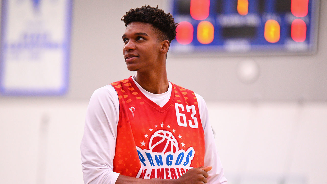 NORWALK, CA - JUNE 02: Isaiah Todd from Trinity High School looks on during the Pangos All-American Camp on June 2, 2019 at Cerritos College in Norwalk, CA.