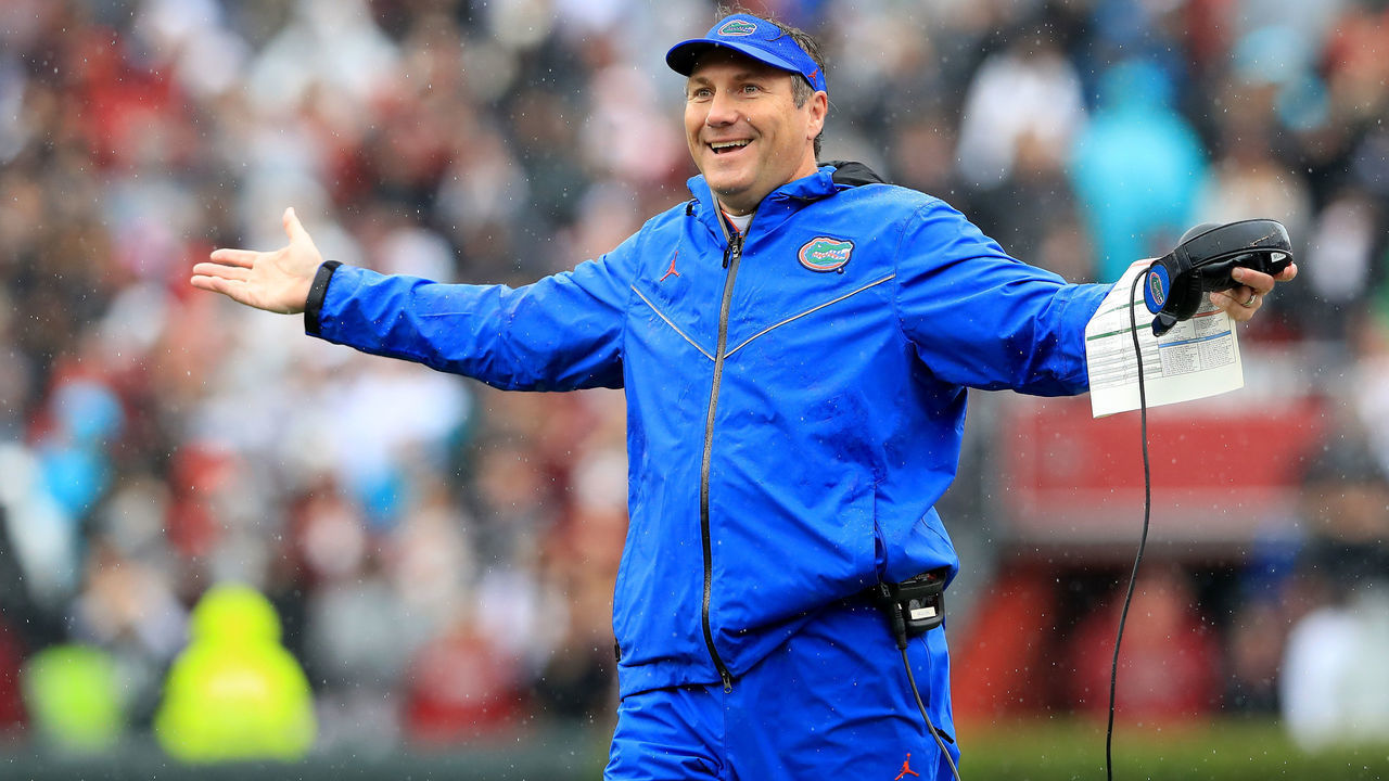 COLUMBIA, SOUTH CAROLINA - OCTOBER 19: Head coach Dan Mullen of the Florida Gators reacts during their game against the South Carolina Gamecocks at Williams-Brice Stadium on October 19, 2019 in Columbia, South Carolina.