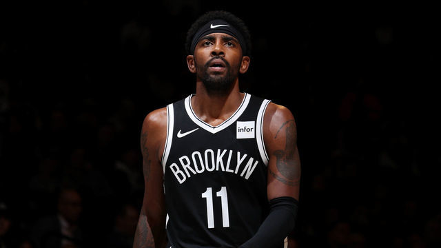 BROOKLYN, NY - OCTOBER 23: Kyrie Irving #11 of the Brooklyn Nets looks on against the Minnesota Timberwolves on October 23, 2019 at Barclays Center in Brooklyn, New York. Mandatory Copyright Notice: Copyright 2019 NBAE