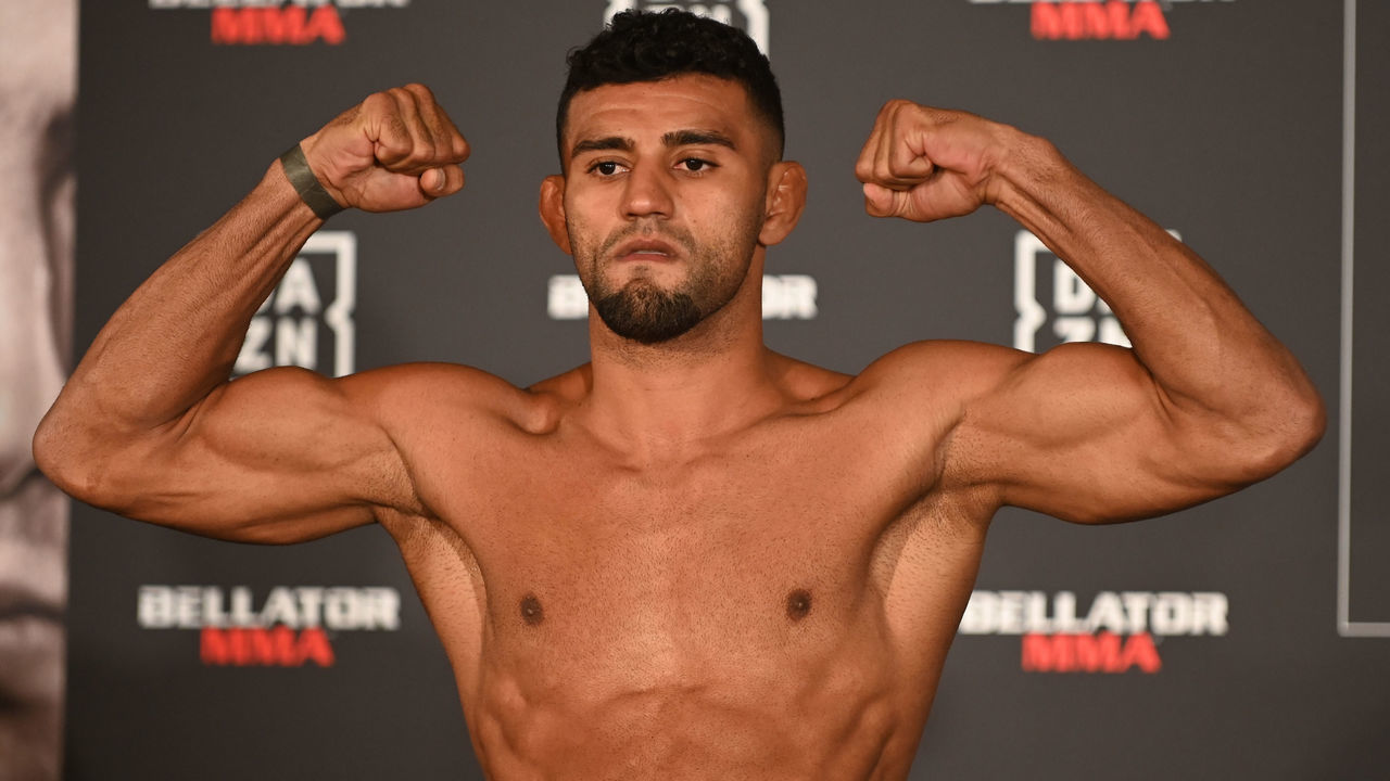 MASHANTUCKET, CT - OCTOBER 25: Douglas Lima poses for photos at the weigh-in for the Bellator 232 weigh-in on October 25, 2019, at the Mohegan Sun Arena in Mashantucket, Connecticut.