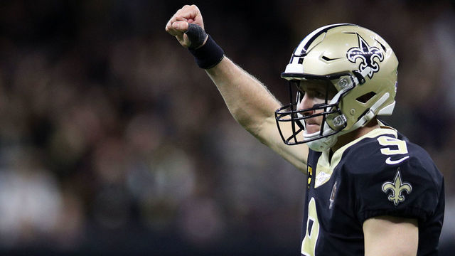 NEW ORLEANS, LOUISIANA - OCTOBER 27: Drew Brees #9 of the New Orleans Saints celebrates a touchdown against the Arizona Cardinals at Mercedes Benz Superdome on October 27, 2019 in New Orleans, Louisiana.