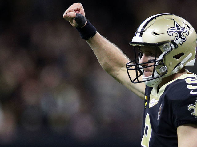 NEW ORLEANS, LOUISIANA - OCTOBER 27: Drew Brees #9 of the New Orleans Saints celebrates a touchdown against the Arizona Cardinals at Mercedes Benz Superdome on October 27, 2019 in New Orleans, Louisiana.