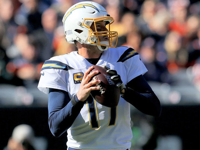 CHICAGO, ILLINOIS - OCTOBER 27: Philip Rivers #17 of the Los Angeles Chargers drops back to pass in the first quarter against the Chicago Bears at Soldier Field on October 27, 2019 in Chicago, Illinois.