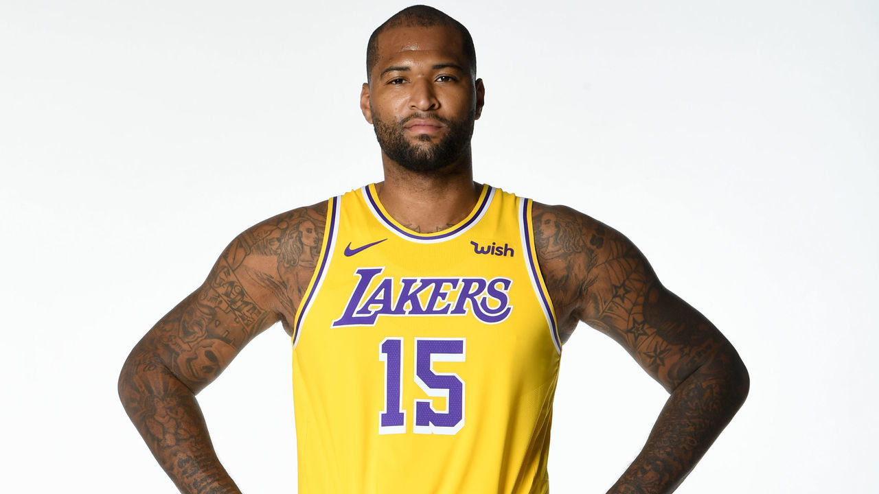 EL SEGUNDO, CA - SEPTEMBER 27: DeMarcus Cousins #15 of the Los Angeles Lakers poses for a portrait during media day on September 27, 2019 at the UCLA Health Training Center in El Segundo, California. NOTE TO USER: User expressly acknowledges and agrees that, by downloading and/or using this photograph, user is consenting to the terms and conditions of the Getty Images License Agreement. Mandatory Copyright Notice: Copyright 2019 NBAE
