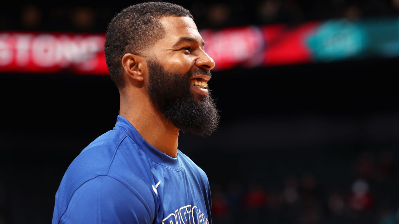 CHARLOTTE, NC - OCTOBER 16: Markieff Morris #8 of the Detroit Pistons smiles before a pre-season game against the Charlotte Hornets on October 16, 2019 at Spectrum Center in Charlotte, North Carolina. NOTE TO USER: User expressly acknowledges and agrees that, by downloading and/or using this Photograph, user is consenting to the terms and conditions of the Getty Images License Agreement. Mandatory Copyright Notice: Copyright 2019 NBAE