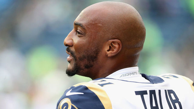 SEATTLE, WASHINGTON - OCTOBER 03: Aqib Talib #21 of the Los Angeles Rams warms-up before the game against the Seattle Seahawks at CenturyLink Field on October 03, 2019 in Seattle, Washington.