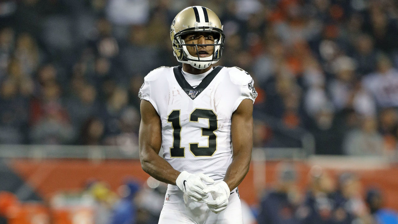 CHICAGO, IL - OCTOBER 20: New Orleans Saints wide receiver Michael Thomas (13) looks on during the game between the New Orleans Saints and the Chicago Bears on October 20, 2019 at the Soldier Field in Chicago, IL.