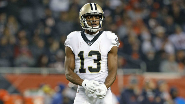 CHICAGO, IL - OCTOBER 20: New Orleans Saints wide receiver Michael Thomas (13) looks on during the game between the New Orleans Saints and the Chicago Bears on October 20, 2019 at the Soldier Field in Chicago, IL.