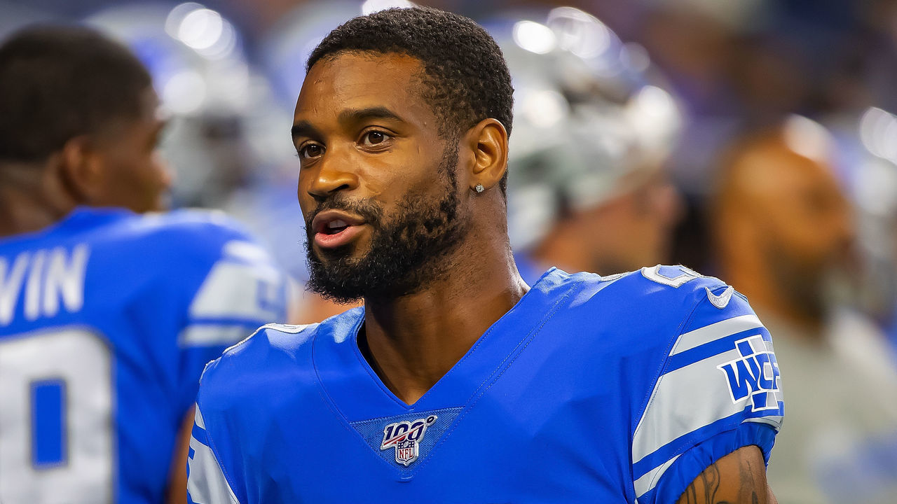 DETROIT, MI - AUGUST 23: Darius Slay #23 of the Detroit Lions walks around in warms up before an NFL Pre-season game against the Buffalo Bills at Ford Field on August 23, 2019 in Detroit, Michigan. Buffalo defeated Detroit 24-20.
