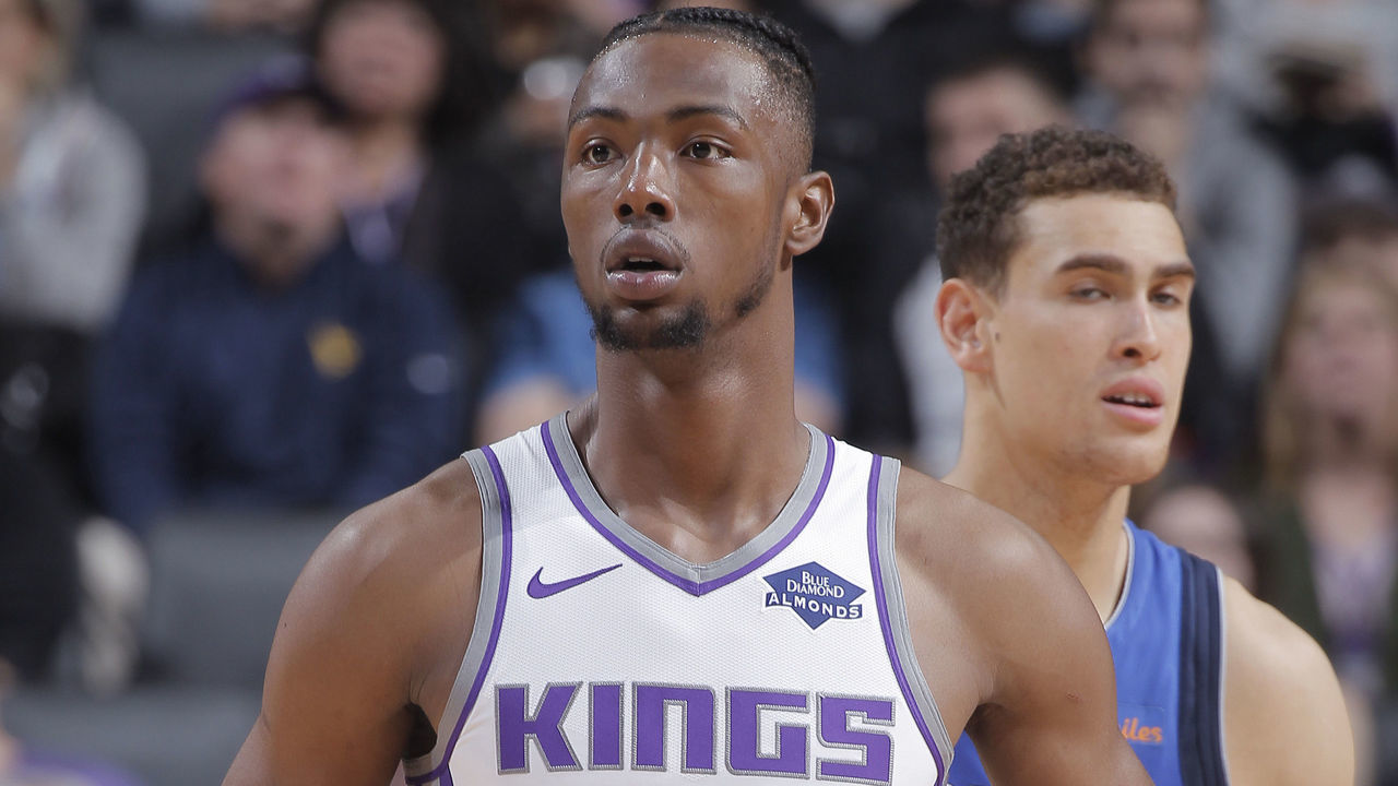 SACRAMENTO, CA - MARCH 21: Harry Giles #20 of the Sacramento Kings looks on during the game against the Dallas Mavericks on March 21, 2019 at Golden 1 Center in Sacramento, California. NOTE TO USER: User expressly acknowledges and agrees that, by downloading and or using this photograph, User is consenting to the terms and conditions of the Getty Images Agreement. Mandatory Copyright Notice: Copyright 2019 NBAE