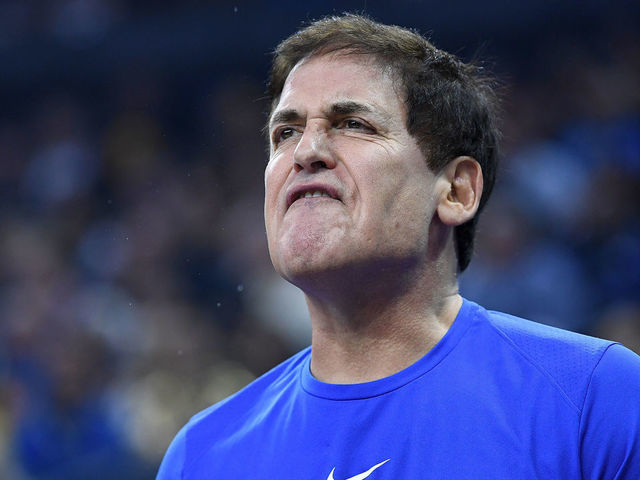 OAKLAND, CA - DECEMBER 22: Team owner Mark Cuban of the Dallas Mavericks from behind the team bench reacts to the officiating against the Golden State Warriors during an NBA basketball game at ORACLE Arena on December 22, 2018 in Oakland, California.