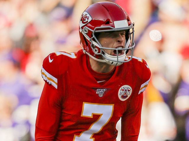 Kansas City Chiefs place kicker Harrison Butker celebrates after News  Photo - Getty Images