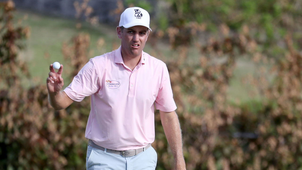 SOUTHAMPTON, BERMUDA - NOVEMBER 03: Brendon Todd of the United States waves after putting on the 14th green during the final round of the Bermuda Championship at Port Royal Golf Course on November 03, 2019 in Southampton, Bermuda.