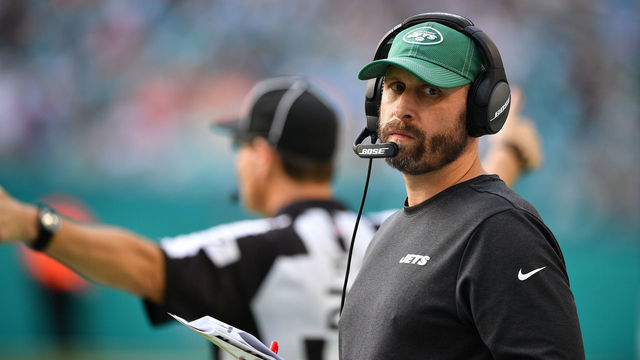 MIAMI, FLORIDA - NOVEMBER 03: Head Coach Adam Gase of the New York Jets coaching against the Miami Dolphins in the first quarter at Hard Rock Stadium on November 03, 2019 in Miami, Florida.