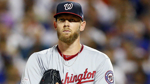 NEW YORK, NY - AUGUST 09: Pitcher Stephen Strasburg #37 of the Washington Nationals reacts after Pete Alonso hit a two run home run during the fourth inning in an MLB baseball game against the New York Mets on August 9, 2019 at Citi Field in the Queens borough of New York City. Mets won 7-6.