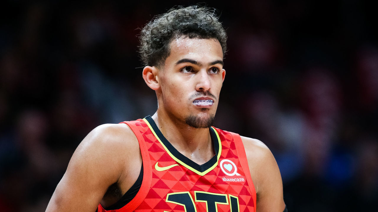 ATLANTA, GA - OCTOBER 26: Trae Young #11 of the Atlanta Hawks in action during a game against the Orlando Magic at State Farm Arena on October 26, 2019 in Atlanta, Georgia.
