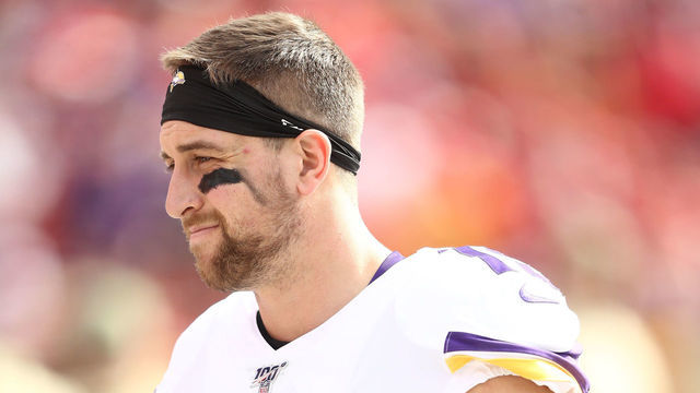 KANSAS CITY, MISSOURI - NOVEMBER 03: Adam Thielen #19 of the Minnesota Vikings stands on the sideline during the first half against the Kansas City Chiefs at Arrowhead Stadium on November 03, 2019 in Kansas City, Missouri.