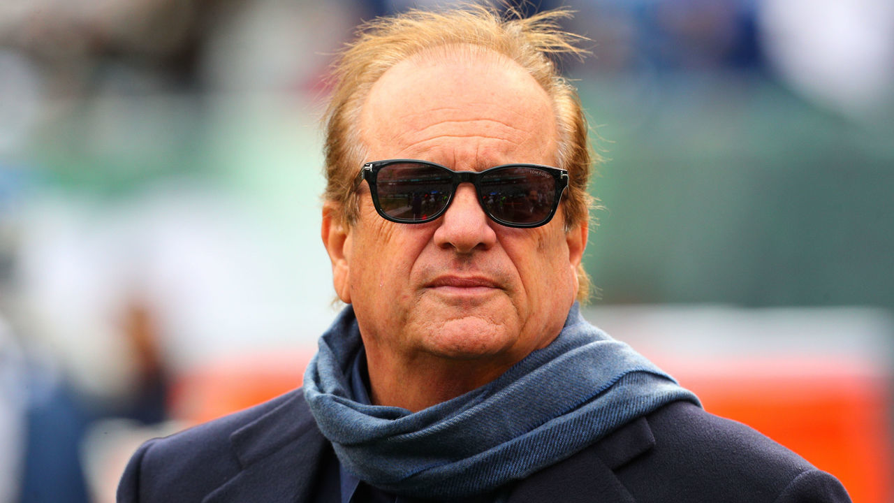EAST RUTHERFORD, NJ - DECEMBER 24: Los Angeles Chargers Owner Dean Spanos on the field prior to the National Football League game between the New York Jets and the Los Angeles Chargers on December 24, 2017, at MetLife Stadium in East Rutherford, NJ.
