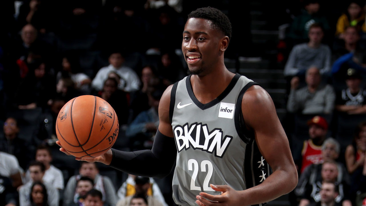 BROOKLYN, NY - NOVEMBER 1: Caris LeVert #22 of the Brooklyn Nets handles the ball against the Houston Rockets on November 1, 2019 at Barclays Center in Brooklyn, New York. Mandatory Copyright Notice: Copyright 2019 NBAE