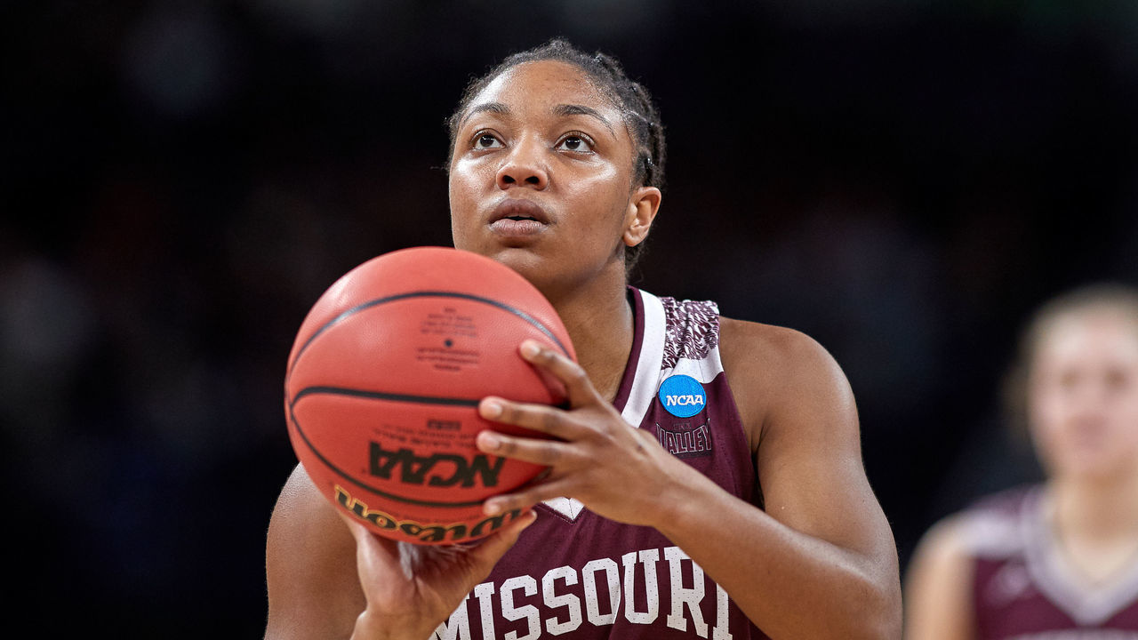CHICAGO, IL - MARCH 30: Missouri State Lady Bears guard Brice Calip (11) shoots a free throw in game action during the Women's NCAA Division I Championship - Third Round game between the Missouri State Lady Bears and the Stanford Cardinal on March 30, 2019 at the Wintrust Arena in Chicago, IL.
