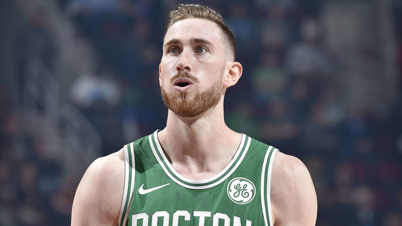 CLEVELAND, OH - NOVEMBER 5: Gordon Hayward #20 of the Boston Celtics shoots a free throw against the Cleveland Cavaliers on November 5, 2019 at Quicken Loans Arena in Cleveland, Ohio. NOTE TO USER: User expressly acknowledges and agrees that, by downloading and/or using this Photograph, user is consenting to the terms and conditions of the Getty Images License Agreement. Mandatory Copyright Notice: Copyright 2019 NBAE