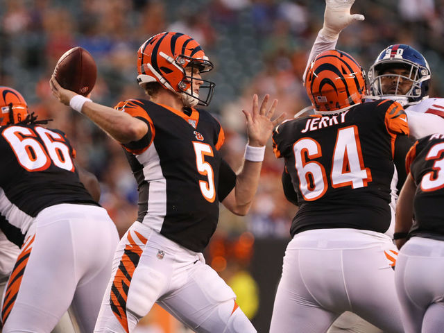 Cincinnati Bengals quarterback Brandon Allen passes the ball during