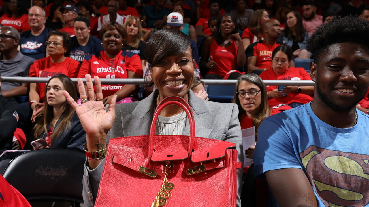 WASHINGTON, DC - OCTOBER 1: WNBA Legend Tina Thompson looks on during Game Two of the 2019 WNBA Finals on October 1, 2019 at the St. Elizabeths East Entertainment and Sports Arena in Washington, DC. Mandatory Copyright Notice: Copyright 2019 NBAE