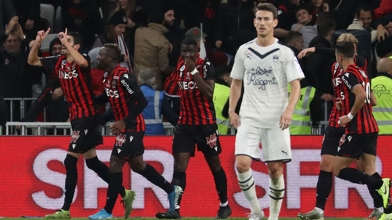 during the French L1 football match Nice vs Bordeaux on November 8, 2019 at the "Allianz Riviera" stadium in Nice, southeastern France.