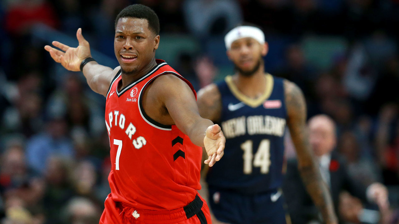 NEW ORLEANS, LOUISIANA - NOVEMBER 08: Kyle Lowry #7 of the Toronto Raptors reacts to a call during a NBA game against the New Orleans Pelicans at the Smoothie King Center on November 08, 2019 in New Orleans, Louisiana.