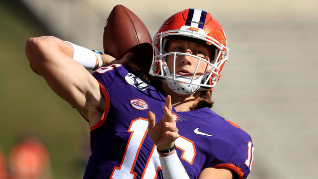 CLEMSON, SOUTH CAROLINA - NOVEMBER 02: Trevor Lawrence #16 of the Clemson Tigers warms up before their game against the Wofford Terriers at Memorial Stadium on November 02, 2019 in Clemson, South Carolina.