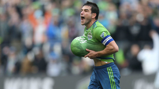 SEATTLE, WA - NOVEMBER 10: Nicolas Lodeiro #10 of Seattle Sounders FC celebrates after winning the match between Toronto FC and Seattle Sounders as part of the MLS Cup 2019 at CenturyLink Field on November 10, 2019 in Seattle, Washington.