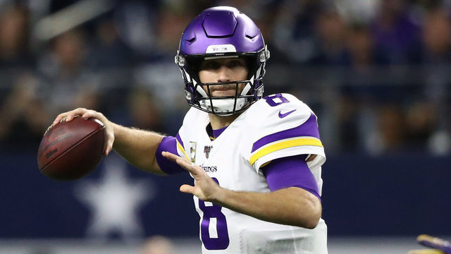 ARLINGTON, TEXAS - NOVEMBER 10: Kirk Cousins #8 of the Minnesota Vikings looks to pass during the first half against the Dallas Cowboys at AT&T Stadium on November 10, 2019 in Arlington, Texas.