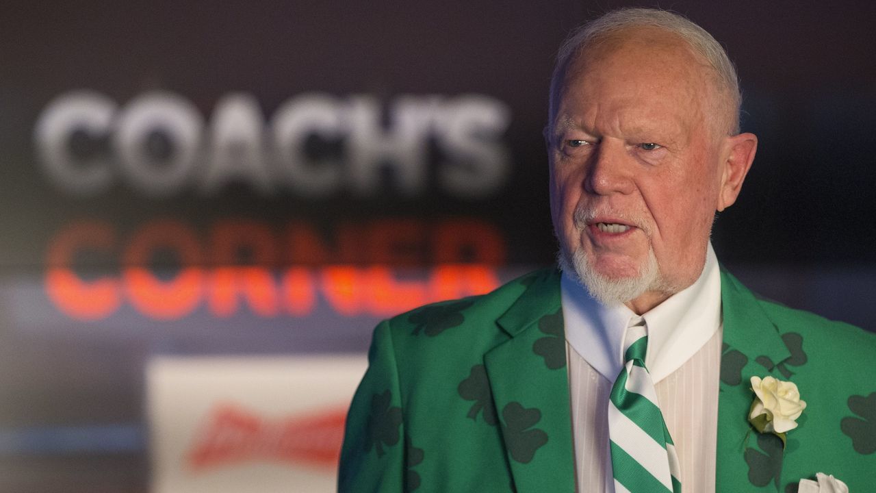 TORONTO, ON - MARCH 17: Don Cherry's Irish themed jacked for the St. Patrick's Day show. The meet around 530 pm to figure out what they will talk about and what clips to be shown. Behind the scenes at Hockey Night in Canada with broadcaster Ron McLean and hockey guru Don Cherry. . (Rick Madonik/Toronto Star via Getty Images)