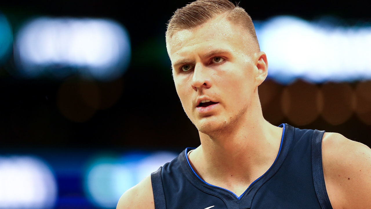 BOSTON, MA - NOVEMBER 11: Kristaps Porzingis #6 of the Dallas Mavericks looks on during a game against the Boston Celtics at TD Garden on November 11, 2019 in Boston, Massachusetts.