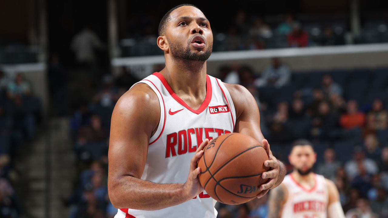 MEMPHIS, TN - NOVEMBER 4: Eric Gordon #10 of the Houston Rockets shoots a free throw against the Memphis Grizzlies on November 4, 2019 at FedExForum in Memphis, Tennessee. Mandatory Copyright Notice: Copyright 2019 NBAE