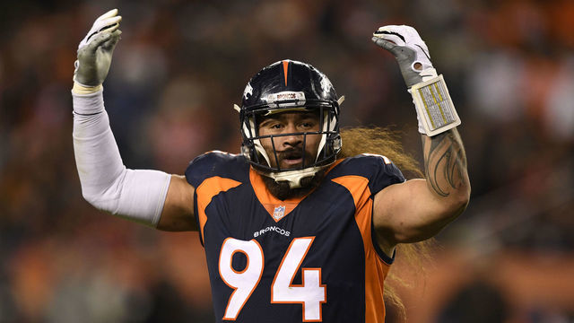 DENVER, CO - DECEMBER 15: Domata Sr. Peko (94) of the Denver Broncos tries to get the crowd loud during the third quarter against the Cleveland Browns. The Denver Broncos hosted the Cleveland Browns at Broncos Stadium at Mile High in Denver, Colorado on Saturday, December 15, 2018.