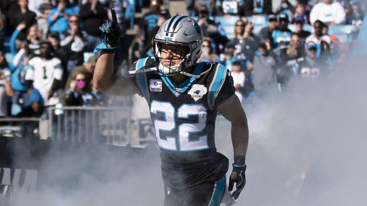 CHARLOTTE, NC - NOVEMBER 03: Christian McCaffrey #22 of the Carolina Panthers takes the field prior to the game during a game between Tennessee Titans and Carolina Panthers at Bank of America Stadium on November 3, 2019 in Charlotte, North Carolina. .