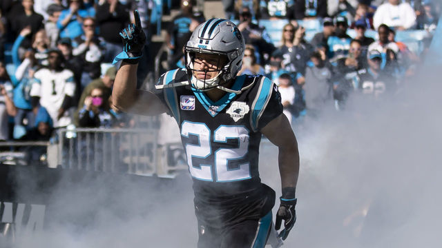 CHARLOTTE, NC - NOVEMBER 03: Christian McCaffrey #22 of the Carolina Panthers takes the field prior to the game during a game between Tennessee Titans and Carolina Panthers at Bank of America Stadium on November 3, 2019 in Charlotte, North Carolina. .