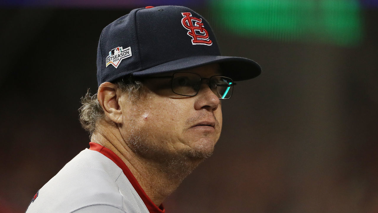 WASHINGTON, DC - OCTOBER 15: St. Louis Cardinals manager Mike Shildt looks on prior to game four of the National League Championship Series against the Washington Nationals at Nationals Park on October 15, 2019 in Washington, DC.