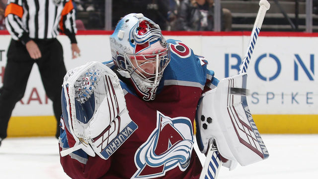 DENVER, COLORADO - NOVEMBER 09: Goaltender Pavel Francouz #39 of the Colorado Avalanche makes a save against the Columbus Blue Jackets at Pepsi Center on November 09, 2019 in Denver, Colorado.