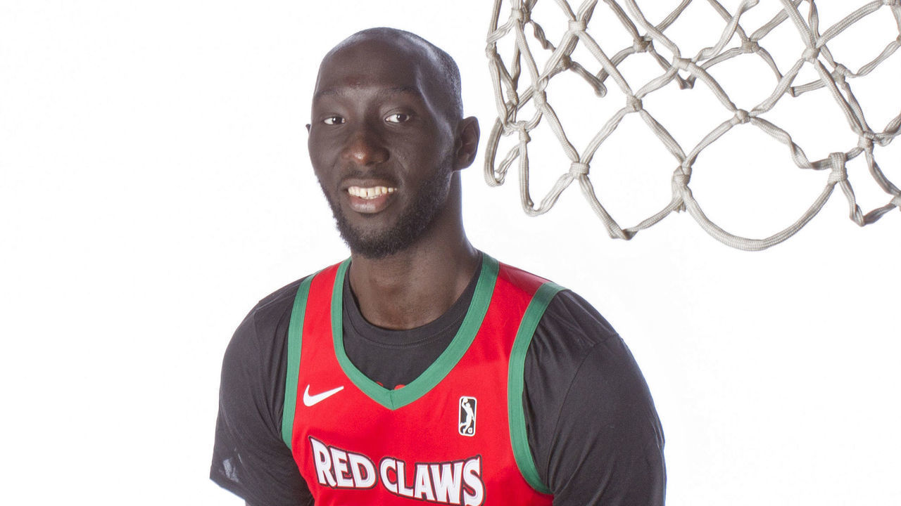 PORTLAND, ME - OCTOBER 31: Tacko Fall #99 of the Maine Red Claws poses for a portrait during Media Day on October 31, 2019 at the Portland Expo in Portland, Maine. NOTE TO USER: User expressly acknowledges and agrees that by downloading and/or using this photograph, user is consenting to the terms and conditions of the Getty Images License Agreement. Mandatory Copyright Notice: Copyright 2019 NBAE