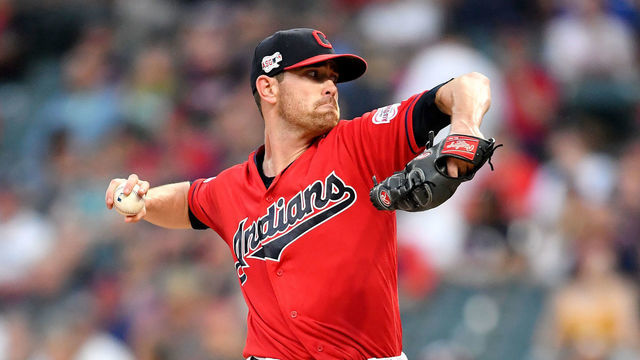 CLEVELAND, OHIO - SEPTEMBER 20: Starting pitcher Shane Bieber #57 of the Cleveland Indians pitches during the first inning against the Philadelphia Phillies at Progressive Field on September 20, 2019 in Cleveland, Ohio.