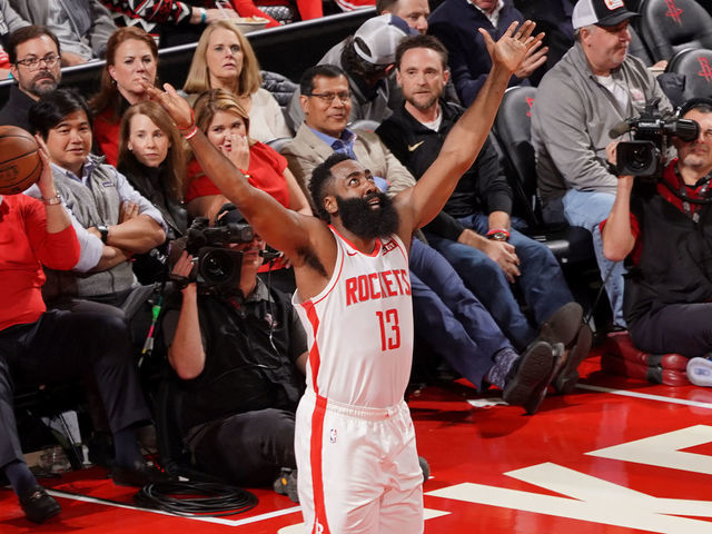 HOUSTON, TX - NOVEMBER 13: James Harden #13 of the Houston Rockets reacts to a play against the LA Clippers on November 13, 2019 at the Toyota Center in Houston, Texas. Mandatory Copyright Notice: Copyright 2019 NBAE