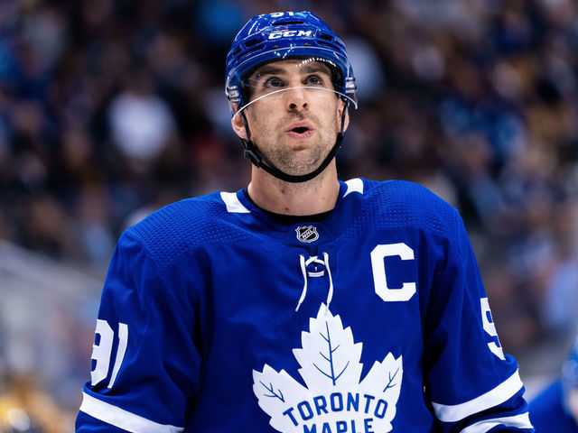 TORONTO, ON - OCTOBER 15: Toronto Maple Leafs center John Tavares #91 looks on against the Minnesota Wild during the second period at the Scotiabank Arena on October 15, 2019 in Toronto, Ontario, Canada.