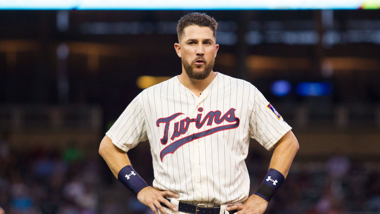 24 AUG 2016: Minnesota Twins first baseman Trevor Plouffe (24) stands on the field after being called out during the American League Central division match up between the Detroit Tigers and the Minnesota Twins at Target Field in Minneapolis, Minnesota. (Photo by: David Berding/Icon Sportswire via Getty Images)