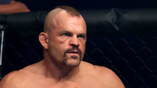 INGLEWOOD, CA - NOVEMBER 24: Chuck Liddell eyes his opponent prior to the start of the Light Heavyweight bout against Tito Ortiz at The Forum on November 24, 2018 in Inglewood, California.